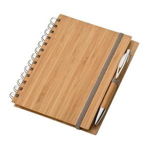 Agenda A5 nedatata, Eco, 140 pagini dictando, coperta din Bambus, pix inclus imagine
