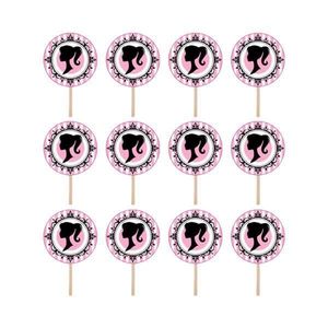 Set accesorii brioșe/ tort, 30 buc, tematica Barbie Tip 2, Photo Paper Glossy imagine