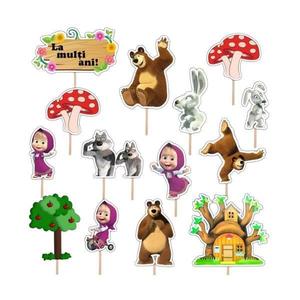 Set accesorii briose/ tort, 14 buc, tematica Masha si Ursul, Photo Paper Glossy imagine