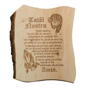 Tablou Tatal Nostru, aplica perete lemn, gravat, 21 x 28 cm imagine