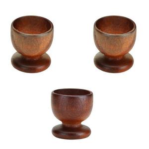 Set suport oua, 3 bucati, lemn, maro imagine