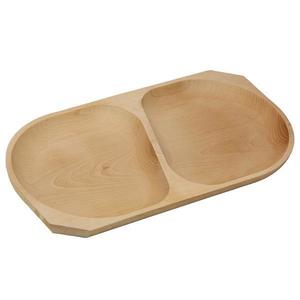 Platou de servire cu 2 compartimente, lemn fag, rustic, 43 x 22 cm imagine
