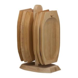 Set 6 farfurii cu suport, dreptunghiular, lemn fag, 24 x 14 cm imagine