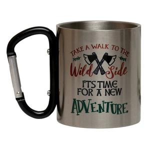 Cana cu carabiniera The Mountains, 150 ml, negru, metal, pentru calatorii si drumetii imagine