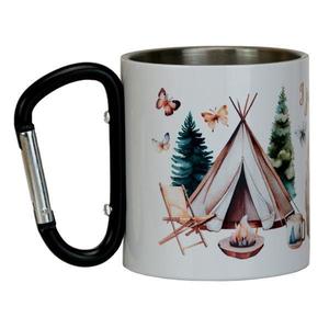 Cana cu carabiniera Camping, 150 ml, metal, pentru calatorii si drumetii imagine