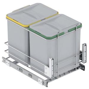 Cos de gunoi incorporabil S-2582-G, glisant, cu montaj pe usa, colectare selectiva, pentru corp de 400 mm, 2x6 litri, gri imagine