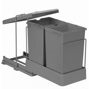 Cos de gunoi incorporabil Pelikan 21550A, colectare selectiva, cu extragere automata, cu doua recipiente x 14 L, antracit imagine