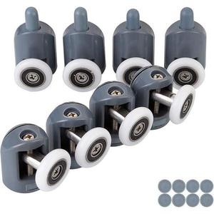 Set 8 role pentru cabina de dus, ABS/Aliaj, 25 mm, Gri imagine