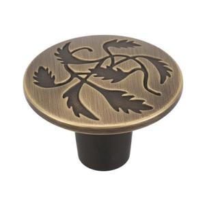 Buton pentru mobila Provence, finisaj alama rustica periata, D: 36 mm imagine