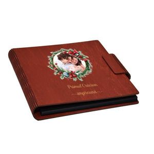 Album foto, coperta lemn, personalizat, Primul Craciun impreuna, Rosu, Piksel, 22x22 cm imagine