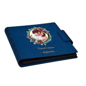 Album foto, coperta lemn, personalizat, Primul Craciun impreuna, Albastru, Piksel, 22x22 cm imagine