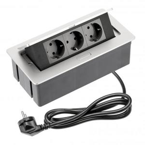 Priza incorporabila in blat Soft, cu 3 prize Schuko, finisaj aluminiu imagine