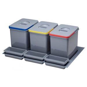 Cos de gunoi Praktico incorporabil in sertar, colectare selectiva cu 3 recipiente, pentru corp de 800 mm latime - Maxdeco imagine