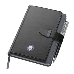 Agenda A5 gri, Piksel, cu buzunar si suport carti de vizita, dictando, pix, logo Mercedes imagine