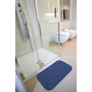 Covoras de baie din microfibra, albastru, 50x80cm, ultra absorbant, anti-alunecare, Merlino imagine