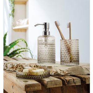 Set accesorii baie, bej, sticla, Melua imagine
