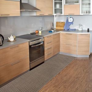 Covoras universal antiderapant Narciso, model forme geometrice, bej, 57x145 cm imagine