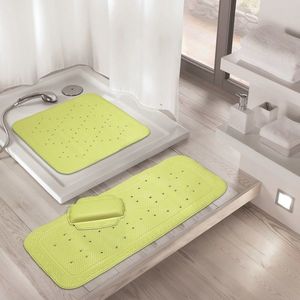 Set perna si covoras baie Kleine Wolke Calypso, antiderapant cu ventuze, verde, 100% PVC, perna 32x22cm, covoras 36x72cm, Cod 34041* imagine