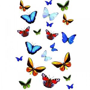 Sticker geam Butterfly Kleine Wolke, static, decorativ, pentru baie, model fluturi, multicolor, 15x23.5cm, Cod 34016 imagine