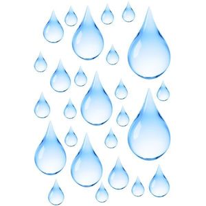 Sticker geam Blubb Kleine Wolke, static, decorativ, pentru baie, model picaturi, albastru, 23x34cm, Cod 34012 imagine