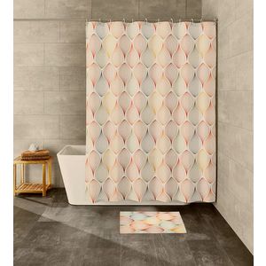 Set covoras baie 60x90cm + perdea dus 180x200cm, multicolor, poliester, Magic imagine