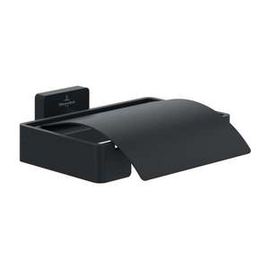 Suport hartie igienica cu aparatoare Villeroy & Boch Elements Striking negru mat imagine