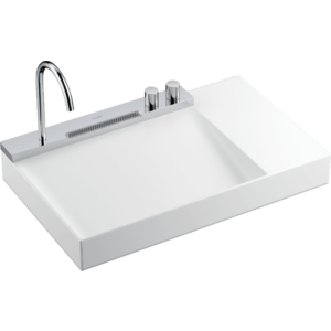 Lavoar asimetric cu baterie termostatata incorporata Hansgrohe Avalegra AquaUnit 78x47.5x10cm orientare dreapta crom imagine