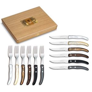 Set tacamuri Claude Dozorme Berlingot maner rasina mix gri - maro 12 piese cutie lemn fag imagine