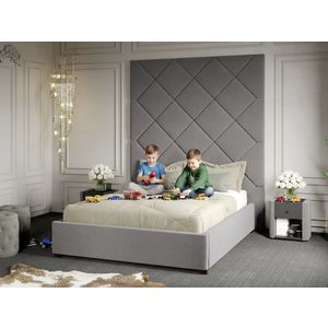 Pat Tapitat cu Panou 191x228 C1 Dubai cu somiera fixa Gri - Velluto 16 140x200 imagine