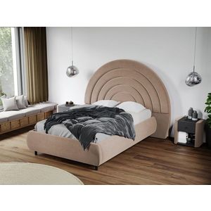 Pat Tapitat Leo cu tablie semirotunda fix Bej - Velluto 3 140x200 imagine