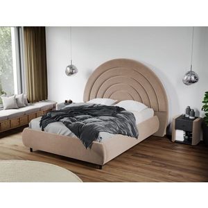 Pat Tapitat Leo cu tablie semirotunda fix Bej - Velluto 3 160x200 imagine