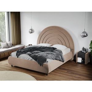 Pat Tapitat Leo cu tablie semirotunda fix Bej - Velluto 3 180x200 imagine