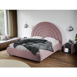 Pat Tapitat Leo cu tablie semirotunda fix Roz - Velluto 14 180x200 imagine