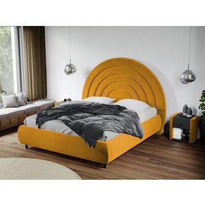 Pat Tapitat Leo cu tablie semirotunda fix Galben - Velluto 8 180x200 imagine