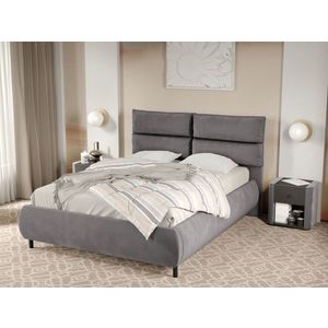 Pat Tapitat Cairo fix cu perne pe spatar Gri - Velluto 16 160x200 imagine