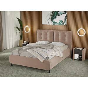 Pat Tapitat Anubis fix cu perne pe spatar Bej - Velluto 3 160x200 imagine