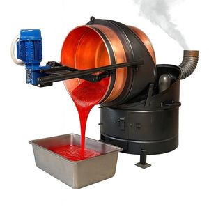 Cazan 100 litri cupru, magiun, zacusca, gem, basculant, cu focar pe lemne și amestecator electric imagine