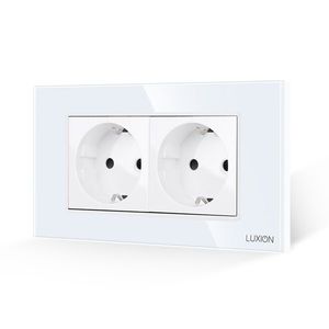 Priza Dubla cu Rama din Sticla LUXION, Standard Italian, 4M imagine