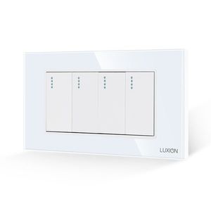 Intrerupator Cvadruplu Mecanic LUXION cu Rama din Sticla, Standard Italian, 4M imagine