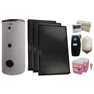 Pachet sistem solar presurizat, 3 x Panou solar plan Fornello 2.0 m² SPFP, Boiler de SOL cu 2 serpentine Fornello Optima EV 300 LT 2S, Grup pompare, Controller, Vas expansiune, Antigel, Aerisitor imagine