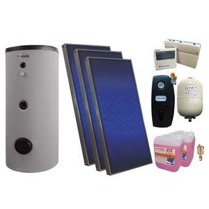 Pachet sistem solar presurizat, 3x Panou plan Sunsystem PК SL FP 2.0, Boiler de SOL cu 2 serpentine Fornello Optima EV 300 LT 2S, Controller, Vas expansiune solar, Grup pompare Fornello, Aerisitor, Antigel imagine