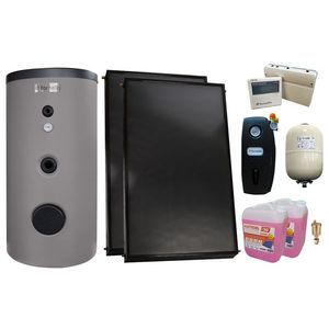 Pachet sistem solar presurizat, 2 x Panou solar plan Fornello 2.0 m² SPFP, Boiler Fornello Optima EV 7/5 S2, 200 Litri, Controller, Vas expansiune, Grup pompare, Aerisitor, Antigel imagine