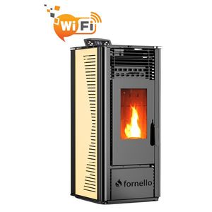 Semineu (soba ) pe peleti cu tiraj fortat Fornello SOPHIA WI-FI 11 kw, aprindere electrica, telecomanda, Wi-fi, culoare Ivory, recomandat pentru 110 mp imagine