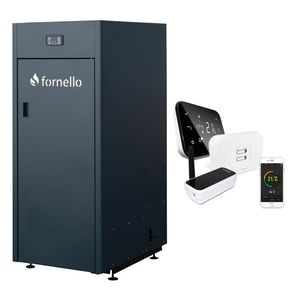 Pachet control de la distanta, Centrala pe peleti Fornello King Plus 25 KW, termostat, pompa de circulatie, vas de expansiune, supapa de siguranta, automatizare, rezervor pentru peleti 100 kg, creuzet din fonta, tiraj fortat imagine