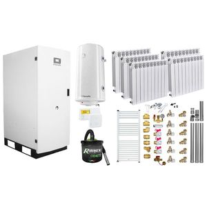 Pachet Centrala termica pe peleti Fornello GT 35 Standard, 35 KW, pompa circulatie, vas expansiune, calorifere aluminiu Fornello Alvo, boiler, kit evacuare, termostat, aspiratior, manometru, fitinguri, curatare mecanica arzator si schimbator, A+ imagine