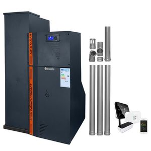 Pachet Centrala termica compacta pe peleti Fornello Rossi Camino Compact Automatic 25 kw, termostat, kit evacuare, pompa de circulatie, vas expansiune, tiraj fortat, curatare automata a arzatorului si a drumurilor de fum, culoare antracit, Ecodesign, imagine