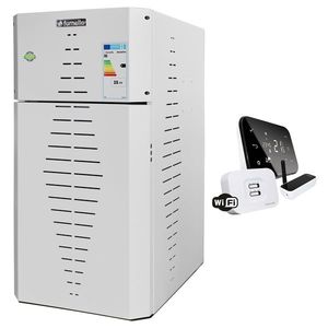 Pachet centrala pe peleti Fornello INCANTO COMPACT 25 kW, pompa electronica, vas expansiune, arzator inox, grup de siguranta, termostat wifi salus IT500, sistem de curatare MECANICA a creuzetului si drumurilor de fum, culoare alb imagine
