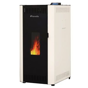 Termosemineu pe peleti Fornello CALORE COMPACT 35 kW, pompa electronica, vas expansiune, arzator inox, grup de siguranta, sistem de curatare MECANICA a creuzetului si drumurilor de fum, culoare alb imagine
