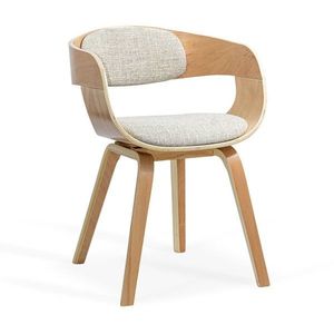 Scaun living bej BUC 014 din stofă cu cadru din lemn curbat imagine