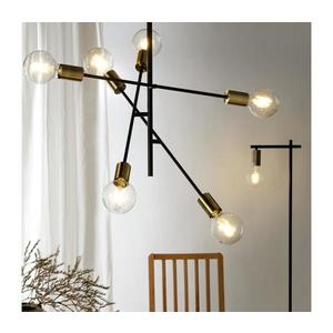 Lustră pe cablu ONLI CROSS 6xE27/22W/230V negru/alamă imagine